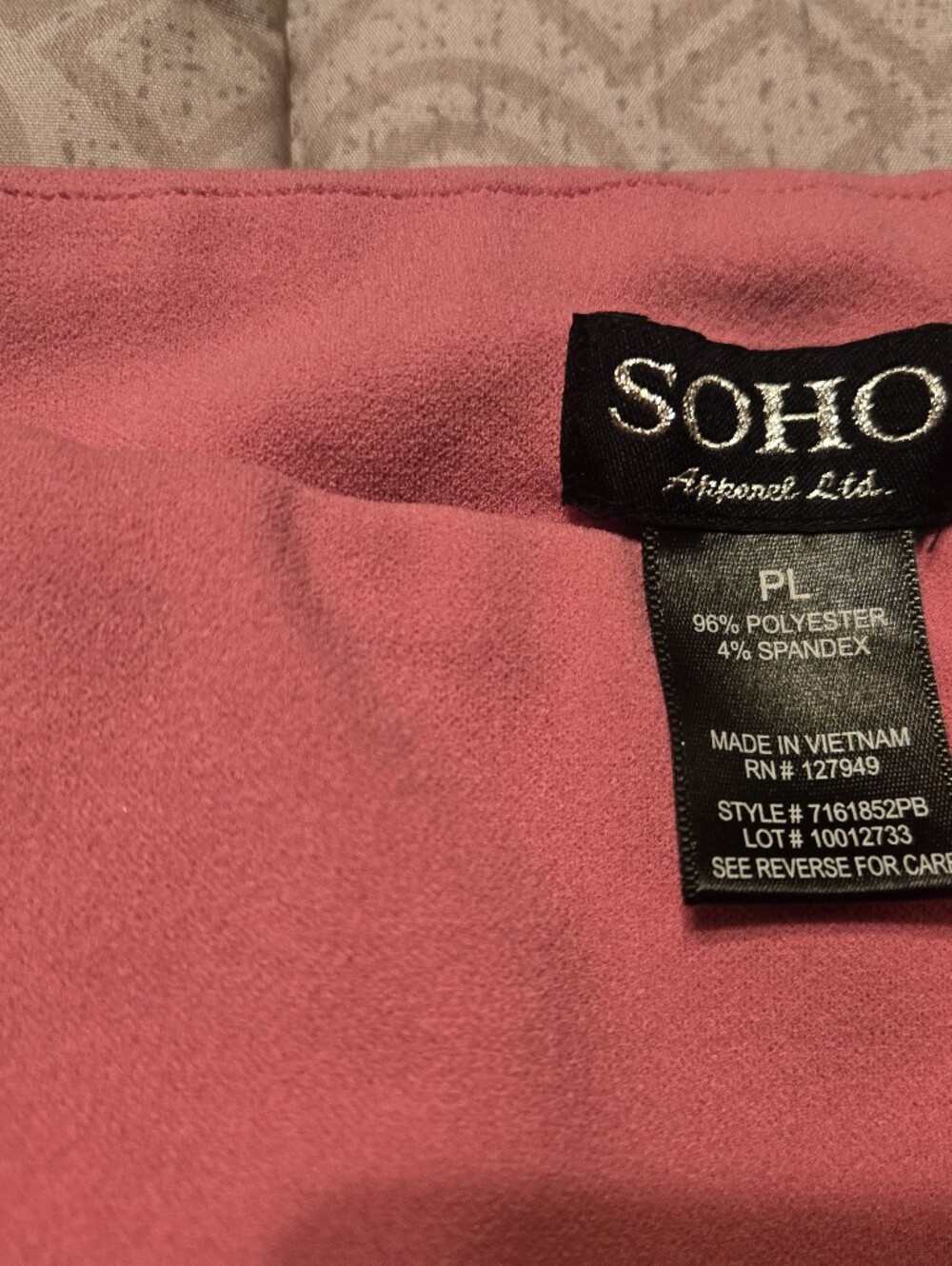 Large Soho Women's Pink Pull-On Ponte Pants - Picture 4 of 5